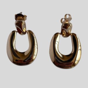 Brinco Elos Liso Prateado ou Dourado / Semijoia / MF Joias - Imagem 1