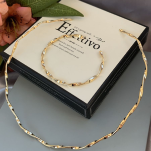 Kit Carismática - Choker + Bracelete Dourado / Semijoias / MF Joias - Imagem 5
