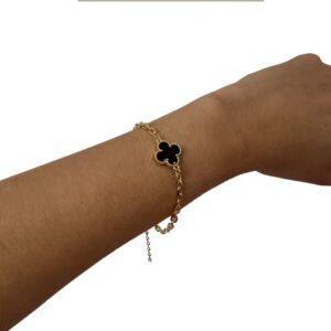 Pulseira Trevo Dourada / Semijoia / MF Joias - Imagem 2