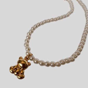 Ckoker Pérola Pingente Urso Dourado / Semijoia / MF Joias - Imagem 1