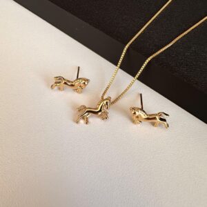 Conjunto Cavalo Dourado / Semijoia / MF Joias - Imagem 3
