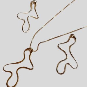 Conjunto Orgânico Dourado / Semijoia / MF Joias - Imagem 1