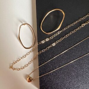 Kit Charmosa - Colar Coração + Choker Corações + Brinco Orgânico / semijoias / MF Joias - Imagem 2