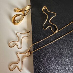 Kit Carinhosa - Conjunto Orgânico + Anel Dourado / semijoias / MF Joias - Imagem 2