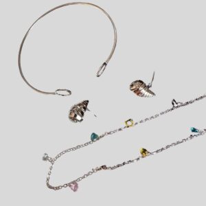 Kit Autentica  - Choker + Bracelete + Brinco Ródio / Semijoia / MF Joias - Imagem 1