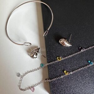 Kit Autentica  - Choker + Bracelete + Brinco Ródio / Semijoia / MF Joias - Imagem 2