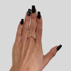 Anel X Dourado 17cm / Semijoia / MF Joias - Imagem 2