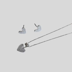 Conjunto Coração Micro Zircônia Prata 925 / MF Joias - Imagem 1