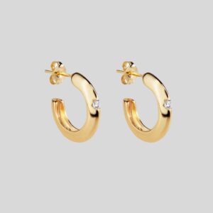 Brinco Argola Lisa C/ Pedra Zircônia / Semijoia / MF Joias - Imagem 1