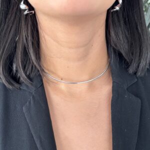 Choker Aro Liso Prateado + Colar / Semijoia / MF Joias - Imagem 6