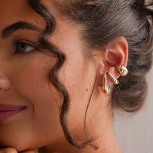 Brinco Max Liso Orgânico / Semijoia / MF Joias - Imagem 2