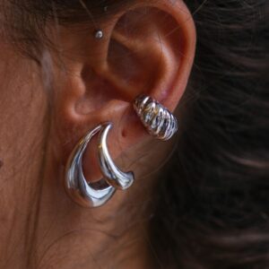 Brinco Max Liso Orgânico / Semijoia / MF Joias - Imagem 3