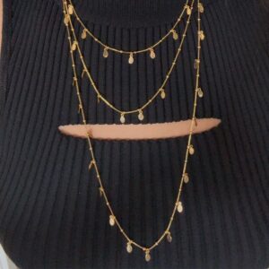 Colar Corrente Bolinhas E Acessório Oval / Banahdo a Ouro ou Ródio / Semijoia / MF Joias - Imagem 2