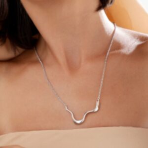 Kit Colar Orgânico Prateado + Brinco Orgânico / Semijoia / MF Joias - Imagem 4