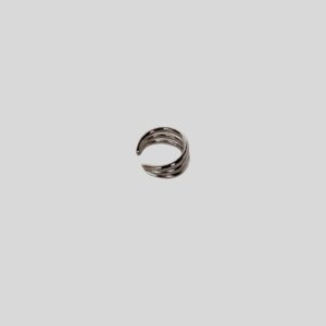 Brinco Piercing Fake Duplo Fileiras Lisas / Banhado a Ródio Branco / Semijoia / MF Joias - Imagem 1