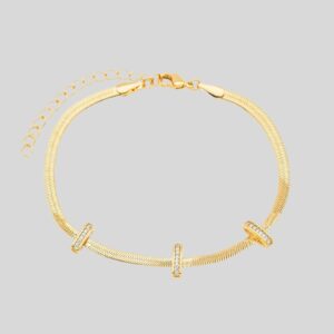 Pulseira C/ Banhada a Ouro 18k Acessório em Zircônia / Semijoia / MF Joias - Imagem 1