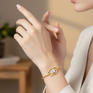 Pulseira Corrente Canudo Pingente Zircônia / Semijoia / MF Joias - Imagem 6