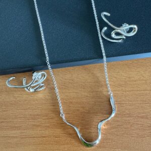 Kit Colar Orgânico Prateado + Brinco Orgânico / Semijoia / MF Joias - Imagem 2