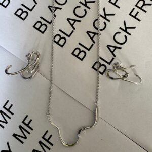 Kit Colar Orgânico Prateado + Brinco Orgânico / Semijoia / MF Joias - Imagem 3