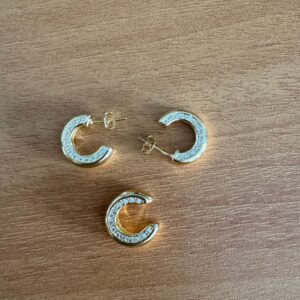 Kit Brinco Argola Cravejado em Zircônia + Brinco Fake / Banhado a Ouro ou Ródio / Semijoia / MF Joias - Imagem 5