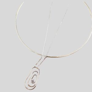 Choker Aro Liso Prateado + Colar / Semijoia / MF Joias - Imagem 1