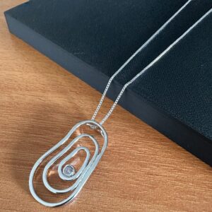 Choker Aro Liso Prateado + Colar / Semijoia / MF Joias - Imagem 3