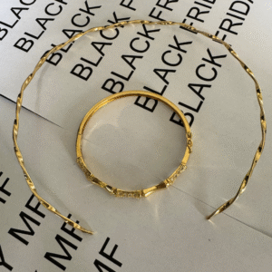 Kit Choker Torcida Fina Dourada + Bracelete / Semijoia / MF Joias - Imagem 2