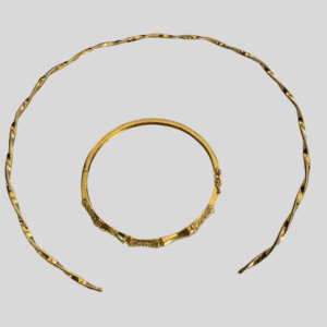 Kit Choker Torcida Fina Dourada + Bracelete / Semijoia / MF Joias - Imagem 1
