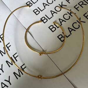 Kit Choker Nó Dourado + Bracelete / Semijoia / MF Joias - Imagem 4