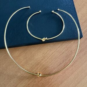 Kit Choker Nó Dourado + Bracelete / Semijoia / MF Joias - Imagem 2