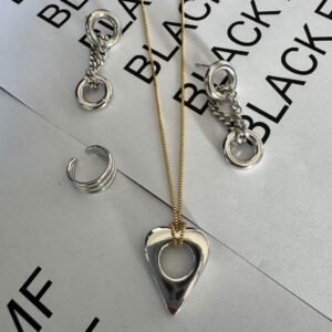 Kit Colar Pingente Coração Duo + Brinco Entrelaçado / Semijoia / MF Joias - Imagem 4