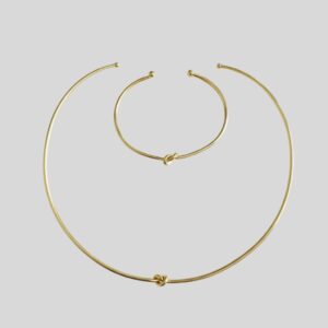 Kit Choker Nó Dourado + Bracelete / Semijoia / MF Joias - Imagem 1