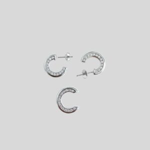 Kit Brinco Argola Cravejado em Zircônia + Brinco Fake / Banhado a Ouro ou Ródio / Semijoia / MF Joias - Imagem 1