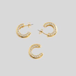 Kit Brinco Argola Cravejado em Zircônia + Brinco Fake / Banhado a Ouro ou Ródio / Semijoia / MF Joias - Imagem 3