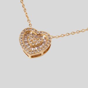 Colar Coração Micro Zircônias / Semijoia / MF Joias Dourado ou Prateado - Imagem 1