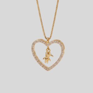 Colar Zircônia Coração Menino / Semijoia / MF Joias Dourado - Imagem 1