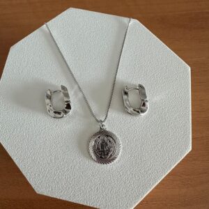 Conjunto São Bento Prateado Semijoia / MF Joias - Imagem 2