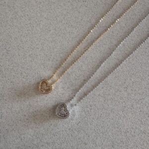 Colar Coração Micro Zircônias / Semijoia / MF Joias Dourado ou Prateado - Imagem 3