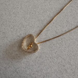 Colar Zircônia Coração Menino / Semijoia / MF Joias Dourado - Imagem 5